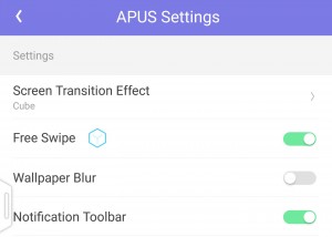 Settings of APUS Launcher